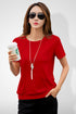 Women Red Round Neck Half Sleeves T-Shirt